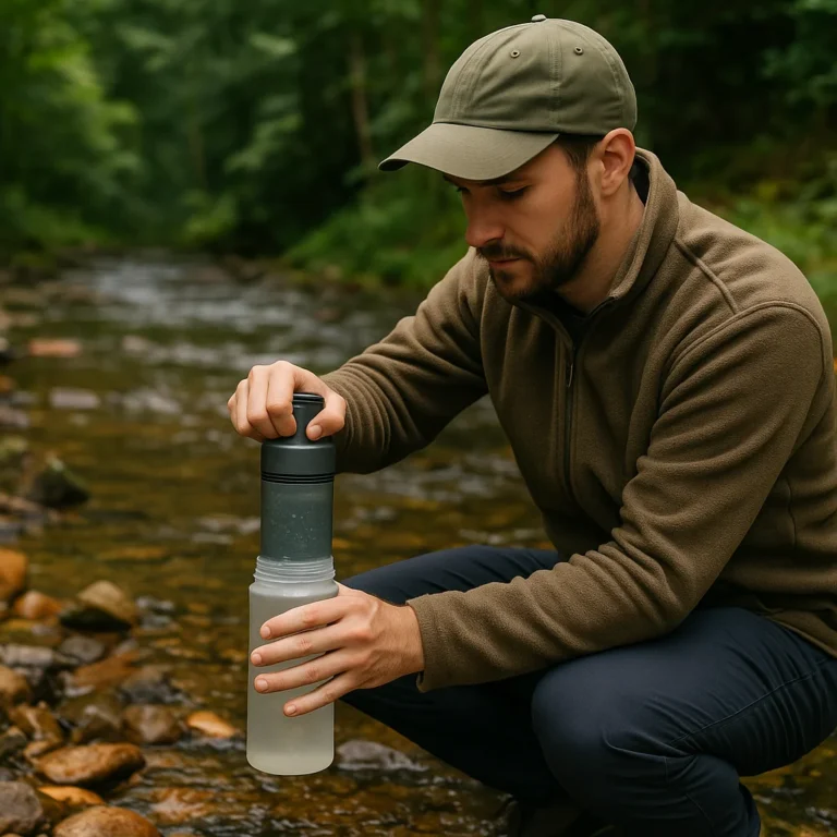 Wasserfilter Grayl am Fluss
